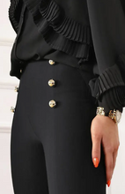 Load image into Gallery viewer, Black Gold Button Pants
